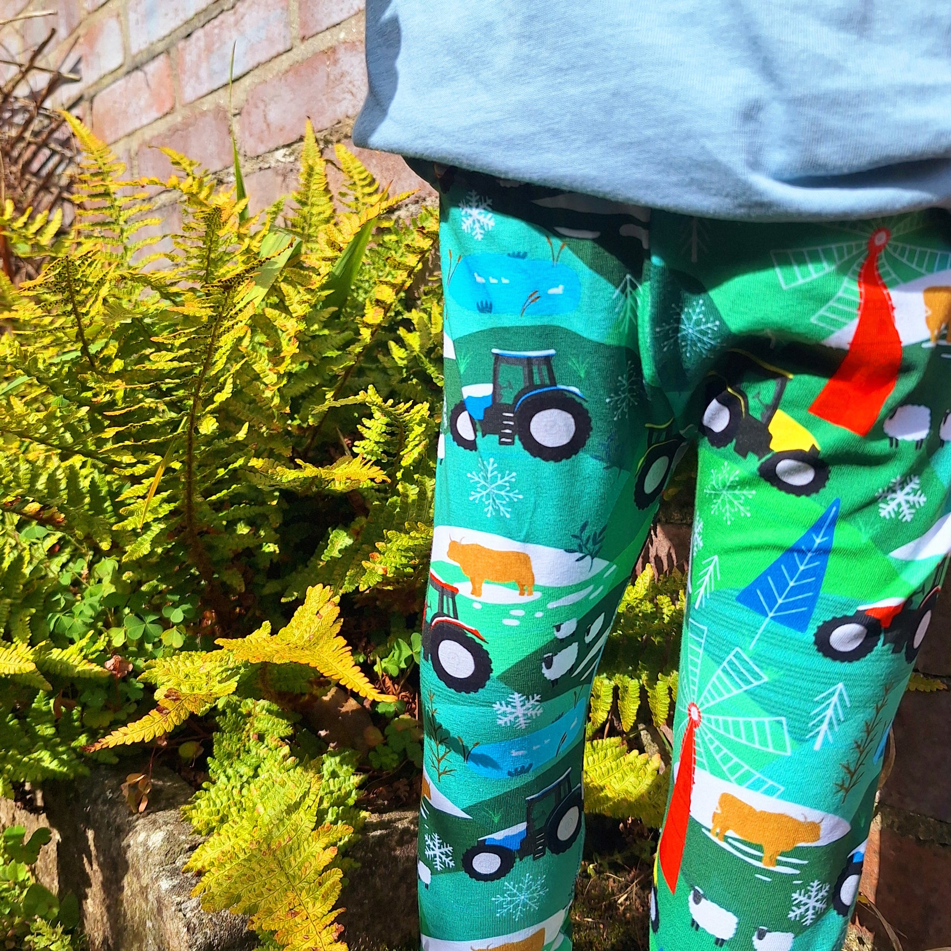 Winter Farm Cuffed Leggings - Wifflepigs Colourful Clothing