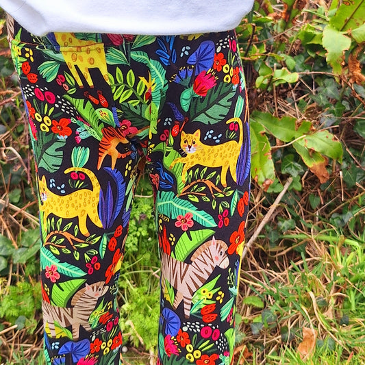 Jungle Animal Cuffed Leggings - Wifflepigs Colourful Clothing
