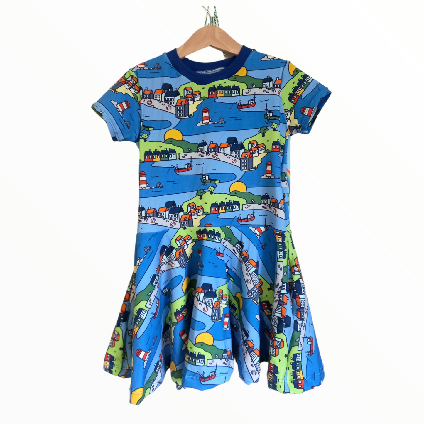 Little Fishing Village Twirly Swirly Dress - Wifflepigs Colourful Clothing