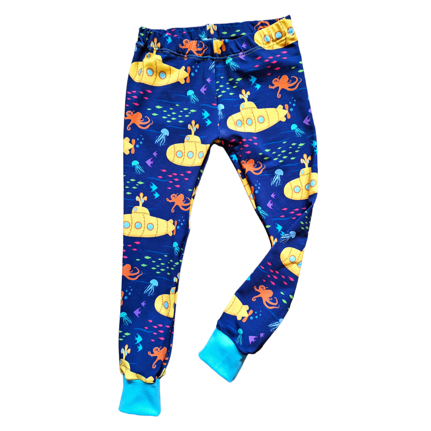 Yellow Submarine Cuffed Leggings - Wifflepigs Colourful Clothing