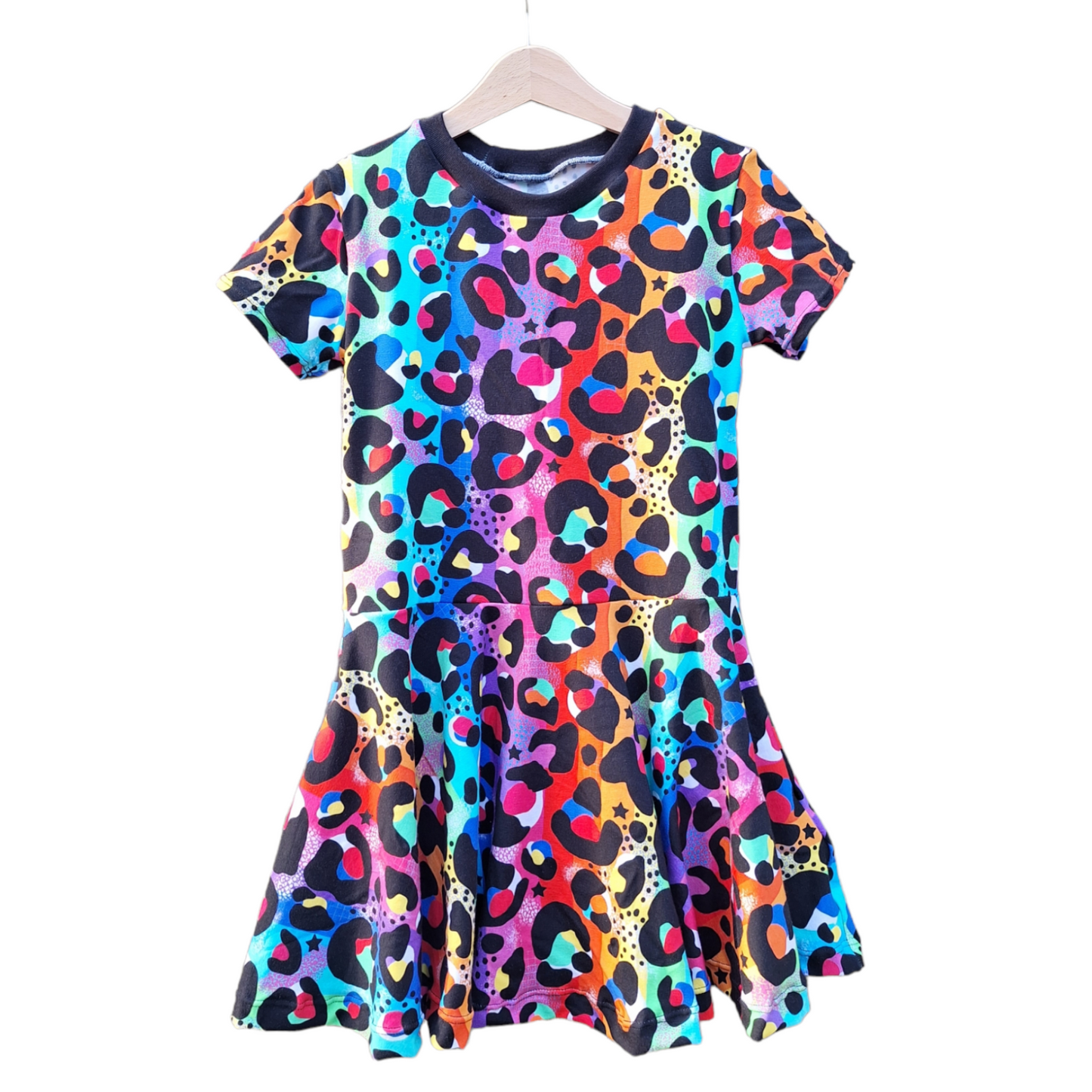 Carnival Leopard Print Twirly Swirly Dress - Wifflepigs Colourful Clothing