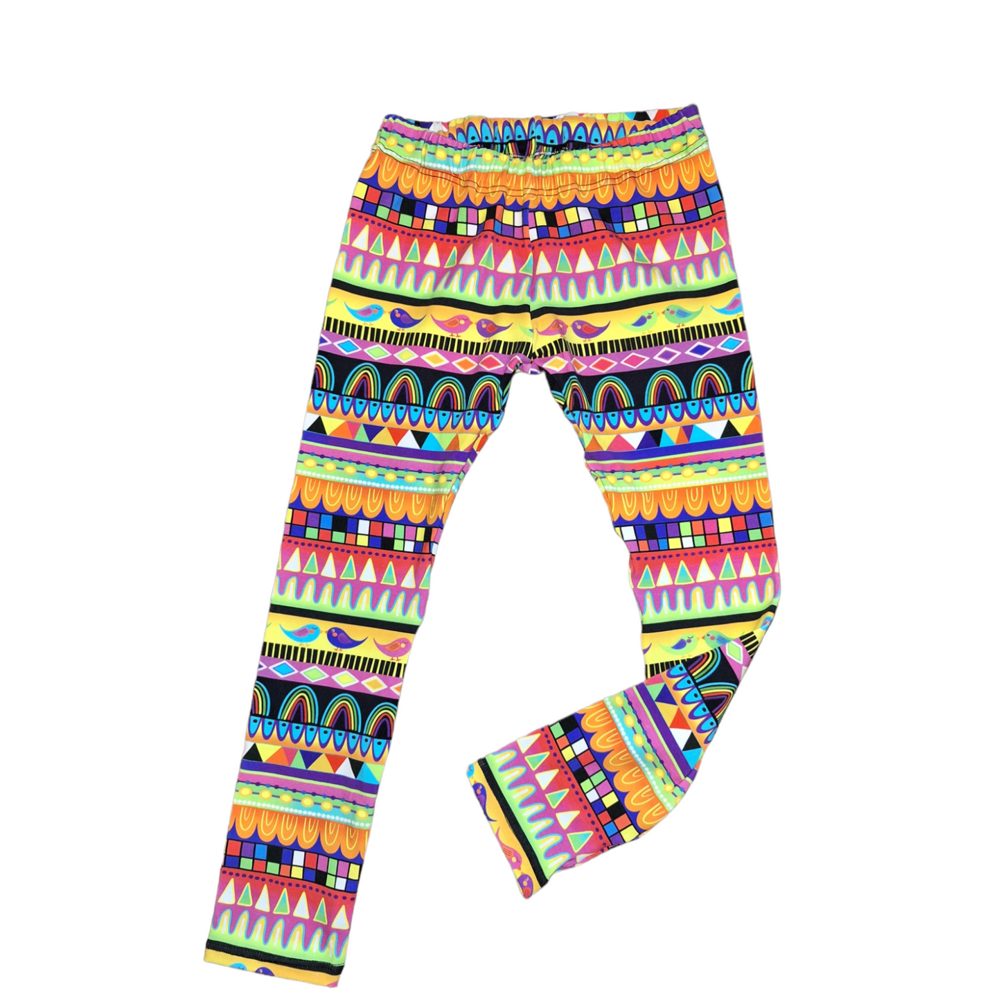 Folksy Print Hemmed Leggings - Wifflepigs Colourful Clothing