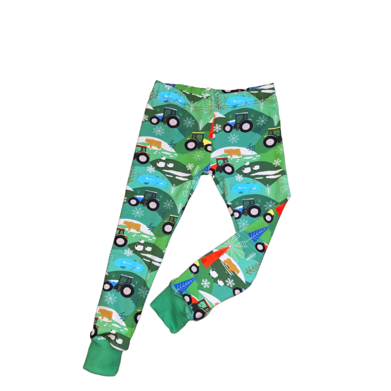 Winter Farm Cuffed Leggings - Wifflepigs Colourful Clothing