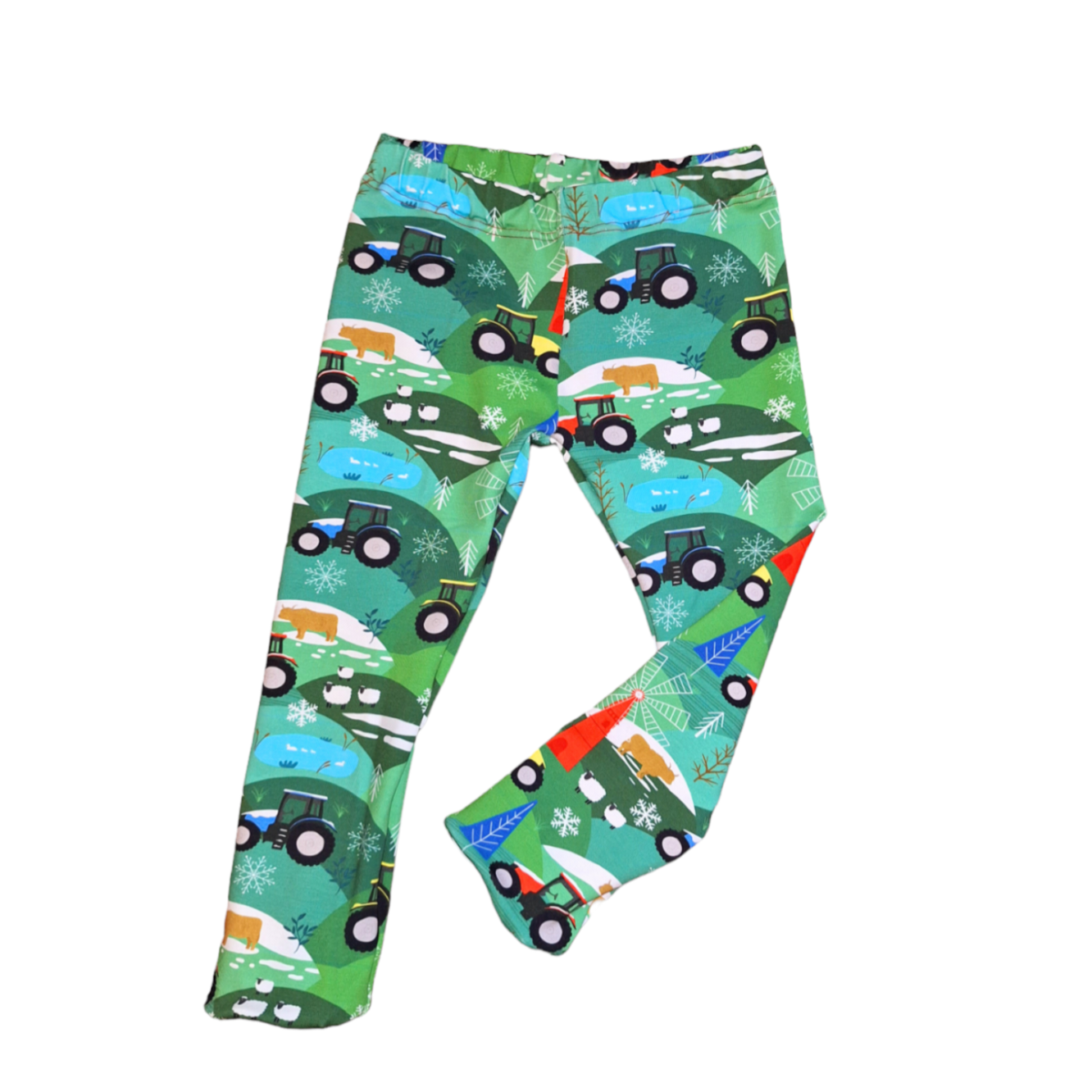 Winter Farm Hemmed Leggings - Wifflepigs Colourful Clothing