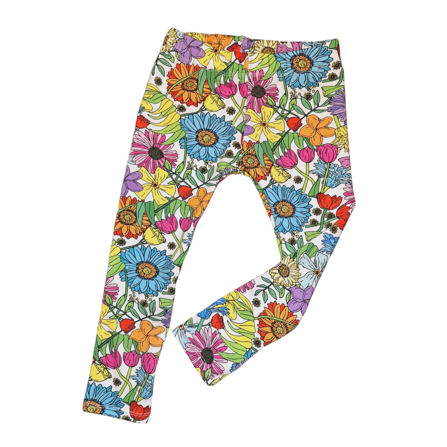 Wild Flowers Hemmed Leggings - Wifflepigs Colourful Clothing