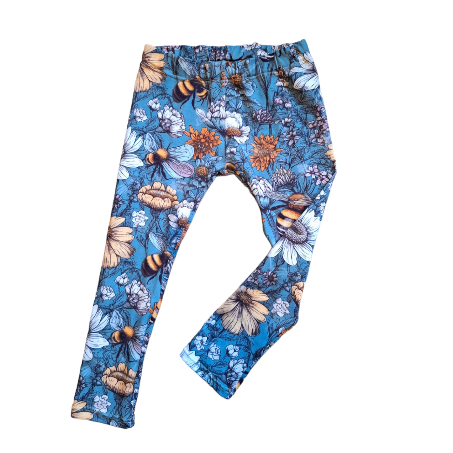 Floral Bees Hemmed Leggings