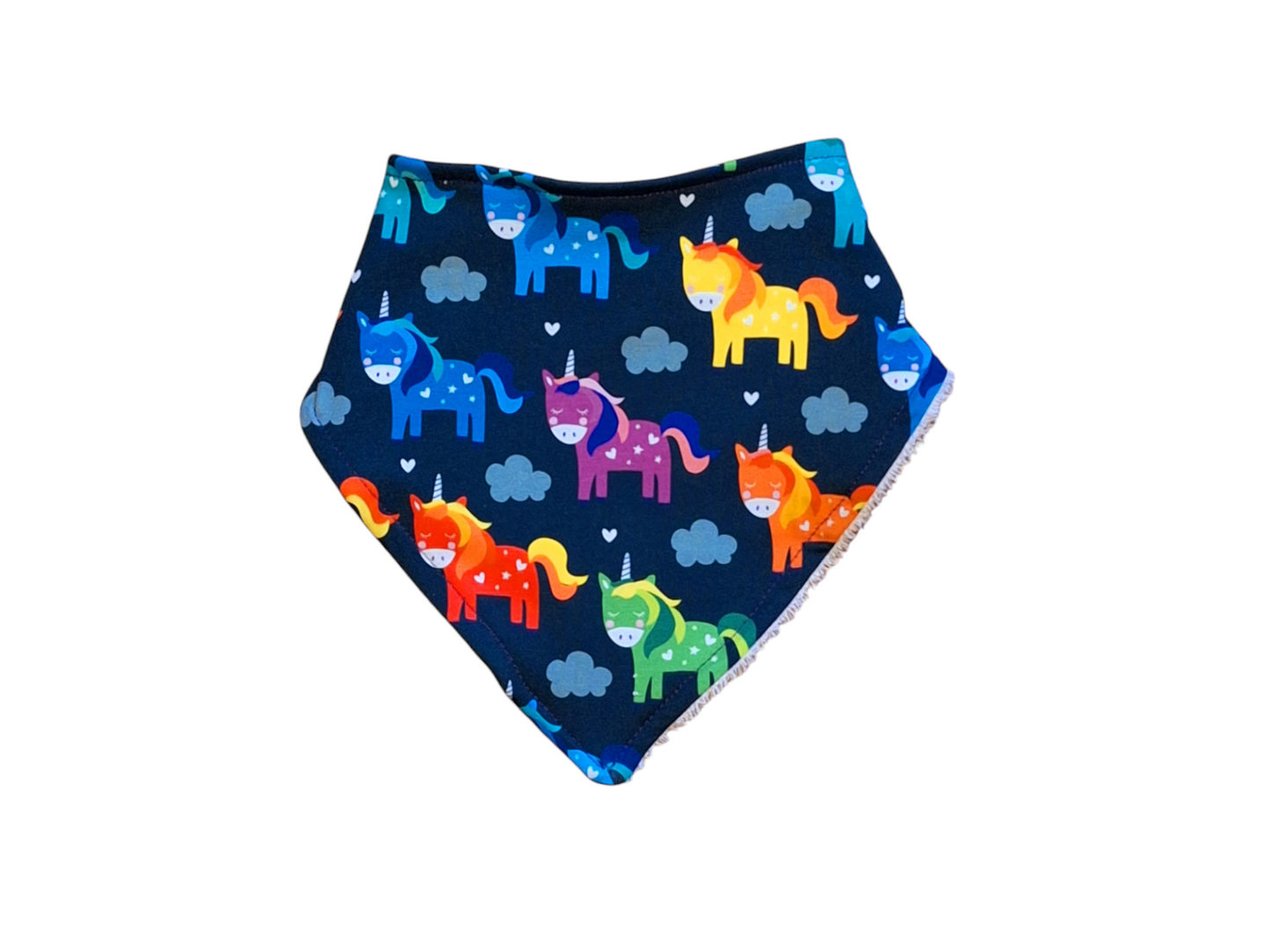 Bandana / dribble bib with multicoloured unicorns