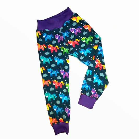 unicorn print children's trousers in a relaxed fitting style