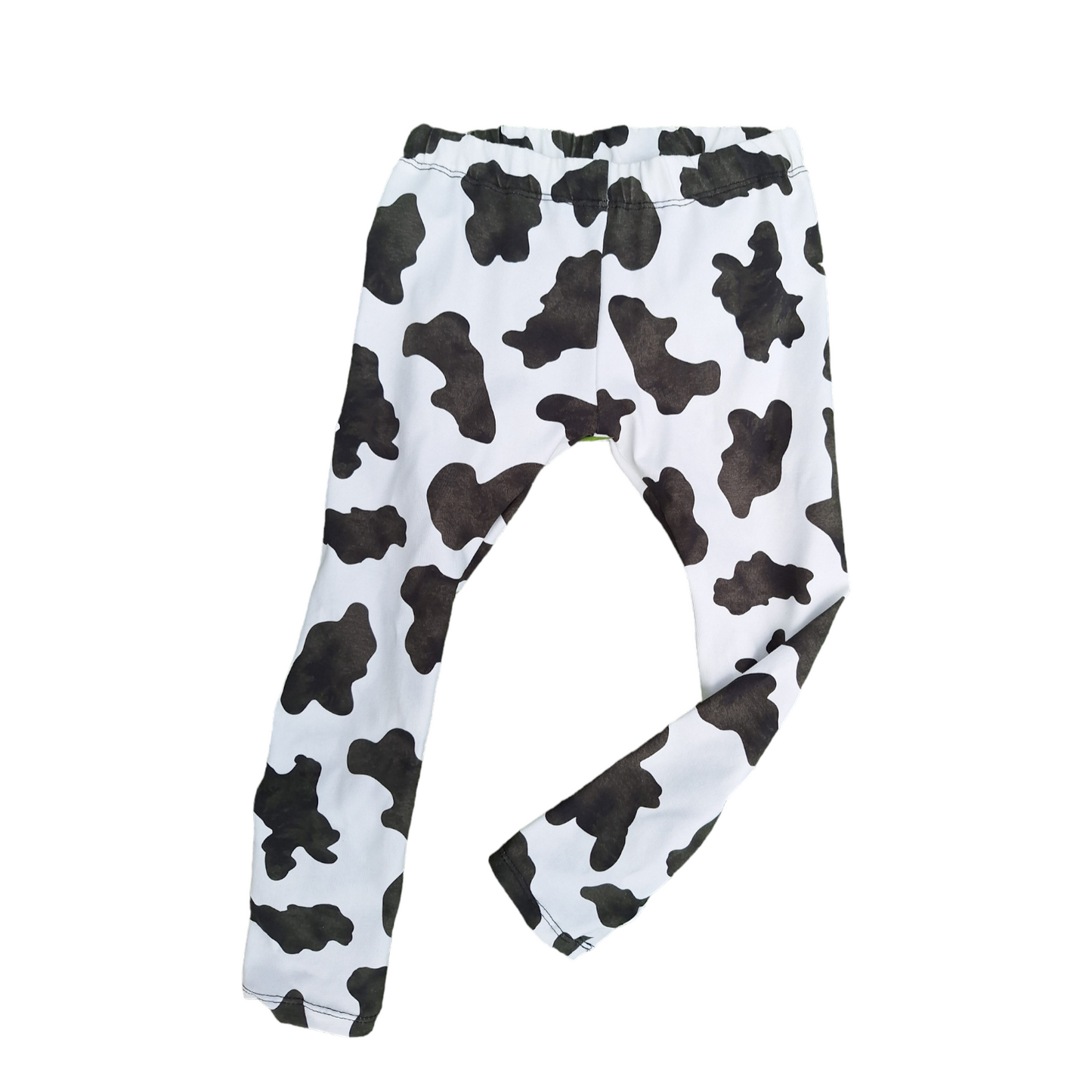 Black and white cow print childrens leggings
