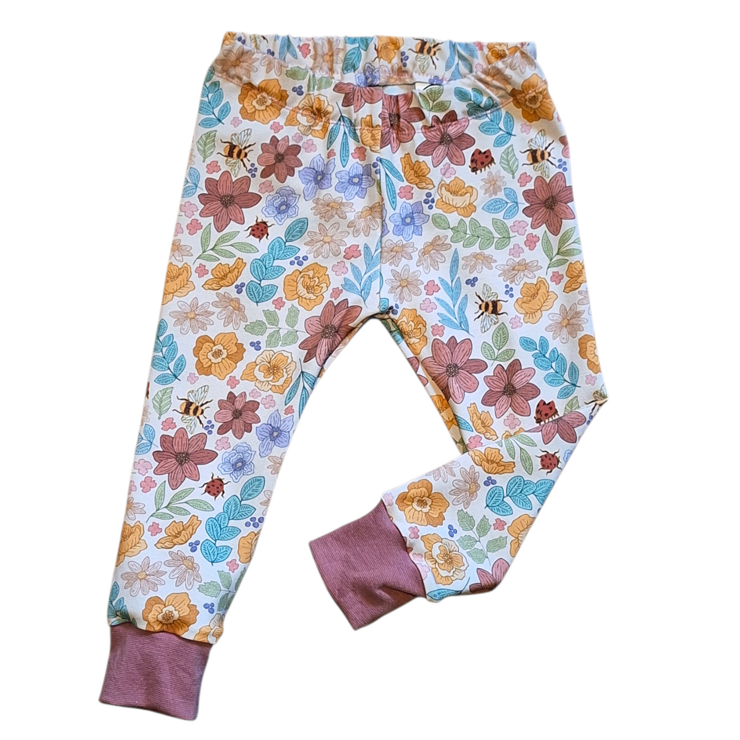 Autumn Floral cuffed leggings - Wifflepigs Colourful Clothing