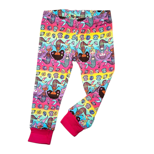Children's leggings in a bright mermaid print