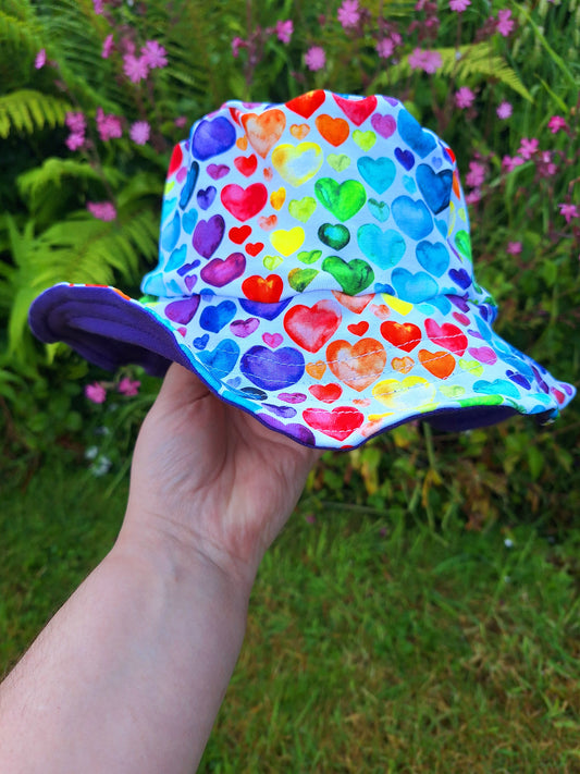 Rainbow Hearts Sun Hat