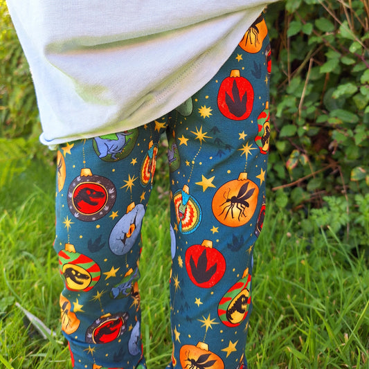 Christmas Dinosaur cuffed leggings