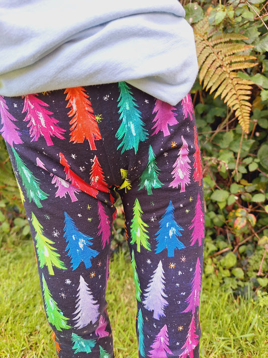 Rainbow Trees cuffed leggings