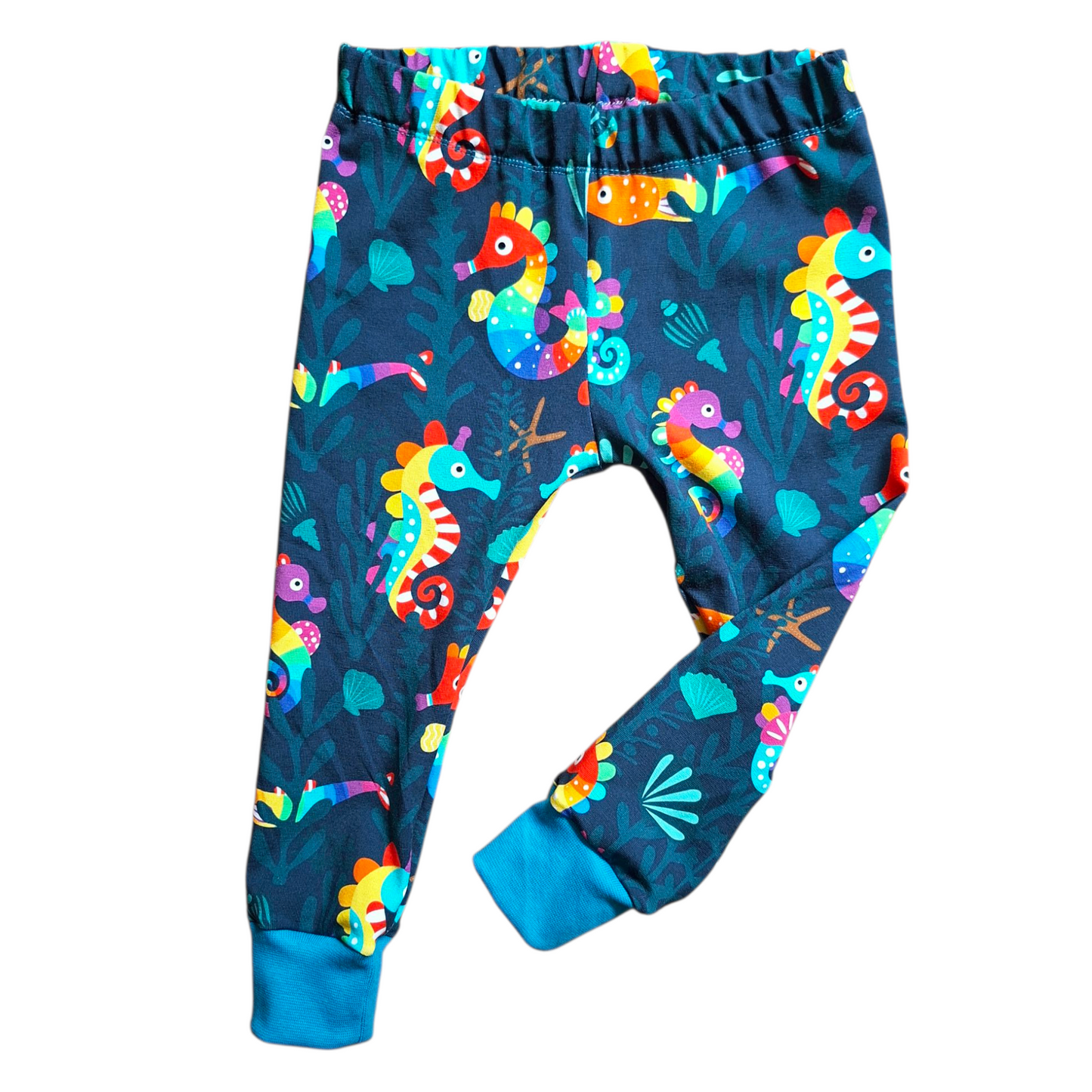 Rainbow Seahorse Cuffed Leggings
