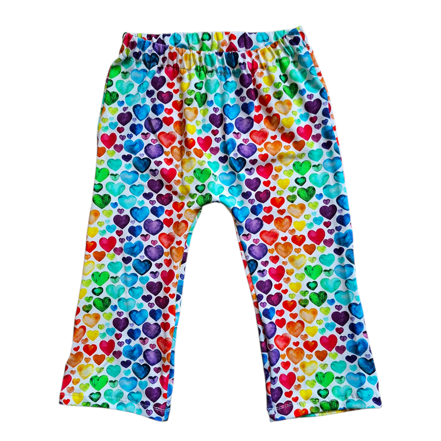 Rainbow Hearts Cross Fit Trousers - Wifflepigs Colourful Clothing 