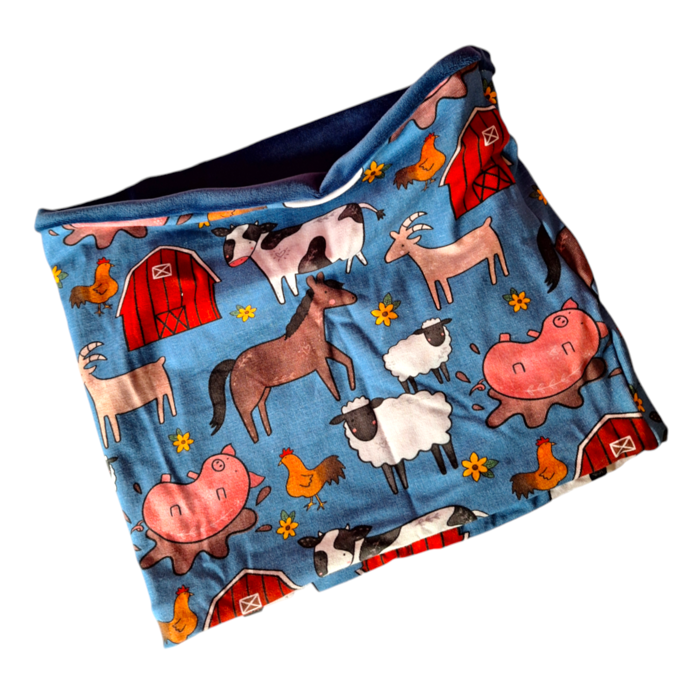 farm animal neckgaiter / snood on a white background