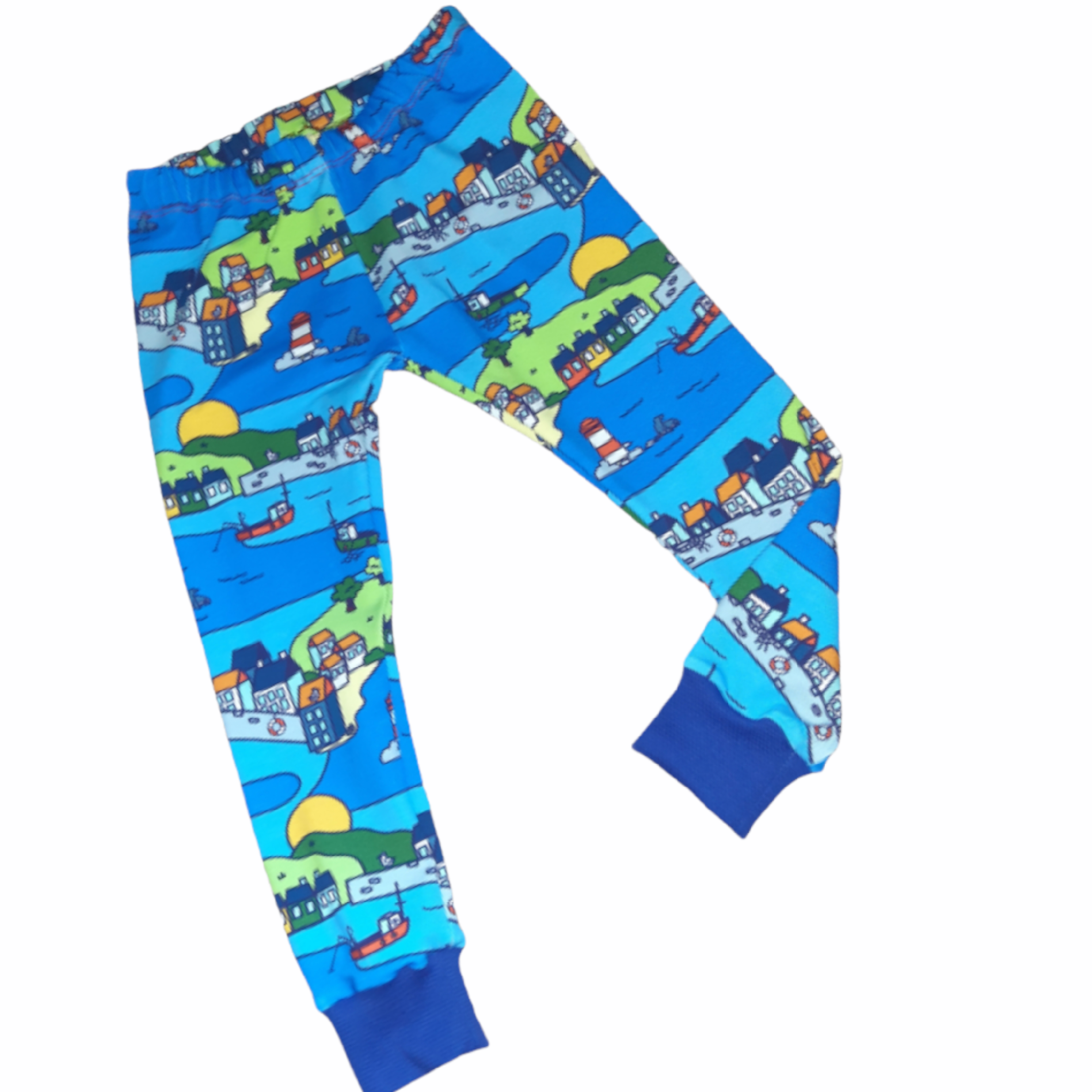 Little Fishing Village Cuffed Leggings - Wifflepigs Colourful Clothing 