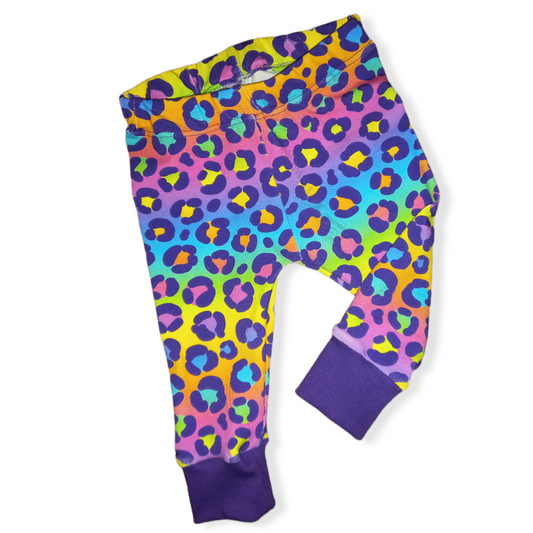 Rainbow Leopard Cuffed Leggings - Wifflepigs Colourful Clothing 
