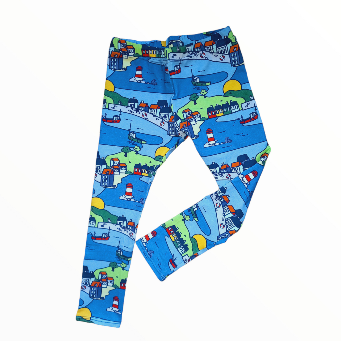 Little Fishing Village Hemmed Leggings - Wifflepigs Colourful Clothing 