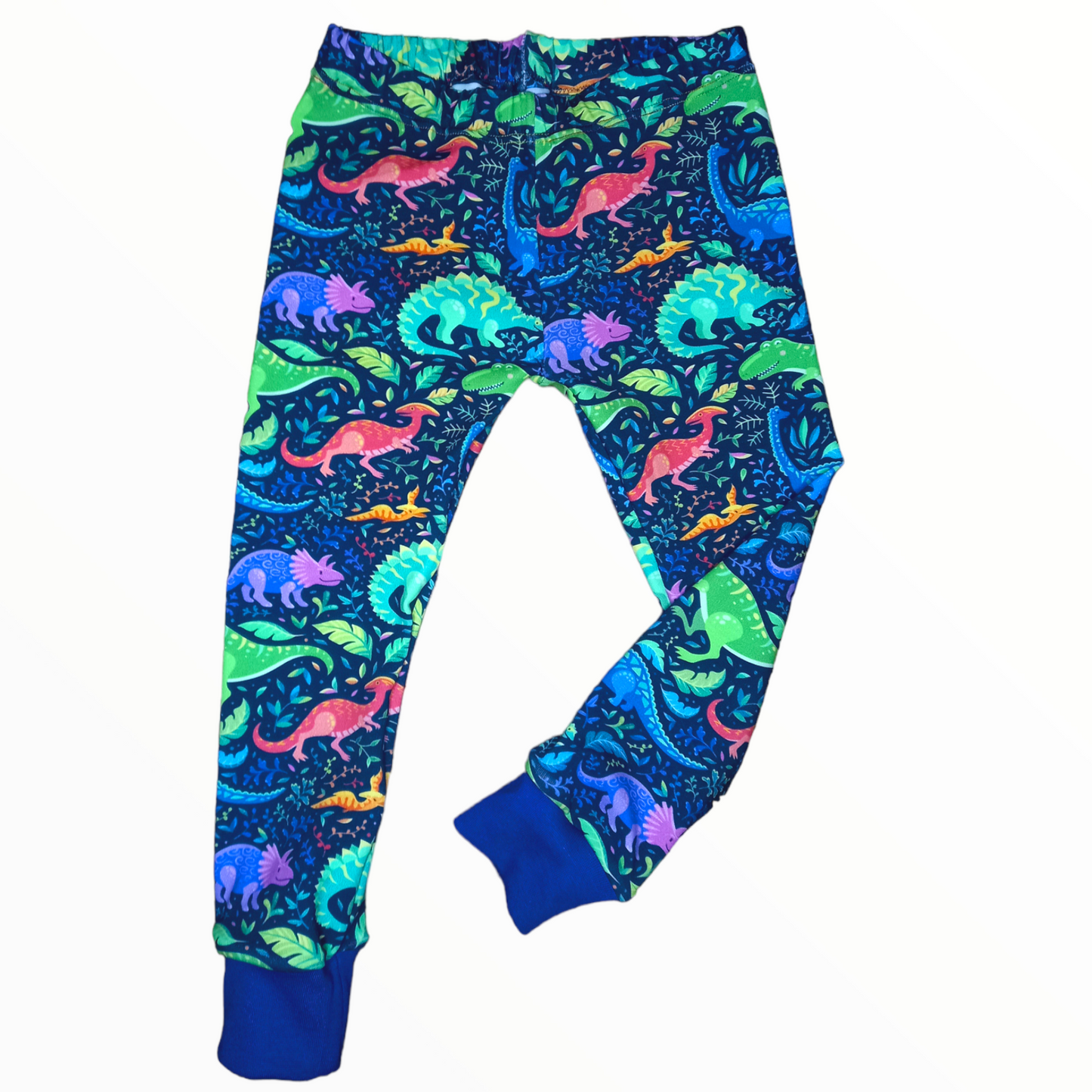 Happy Dinosaurs Cuffed Leggings - Wifflepigs Colourful Clothing 