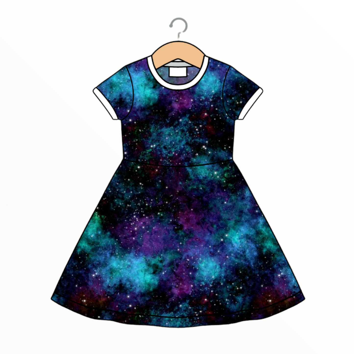 Galaxy Print Twirly Swirly Dress - Wifflepigs Colourful Clothing 