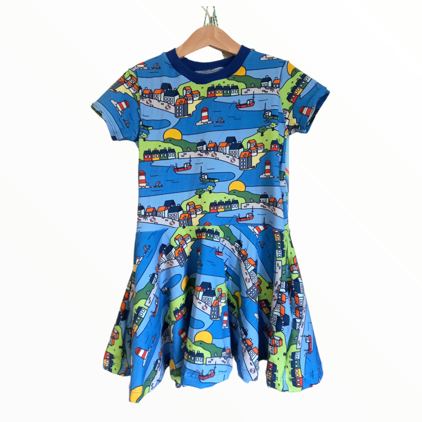 Little Fishing Village Twirly Swirly Dress - Wifflepigs Colourful Clothing 