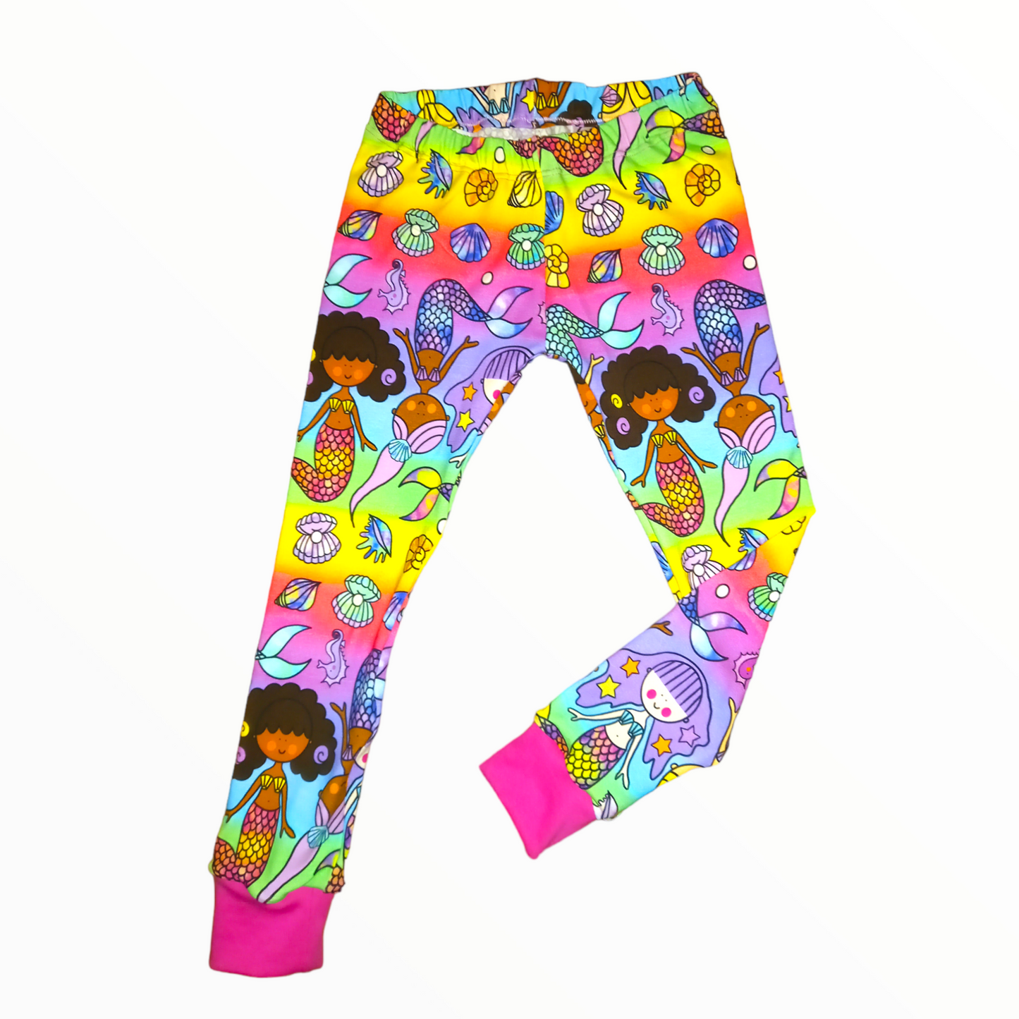 Mermaid Cuffed Leggings - Wifflepigs Colourful Clothing 