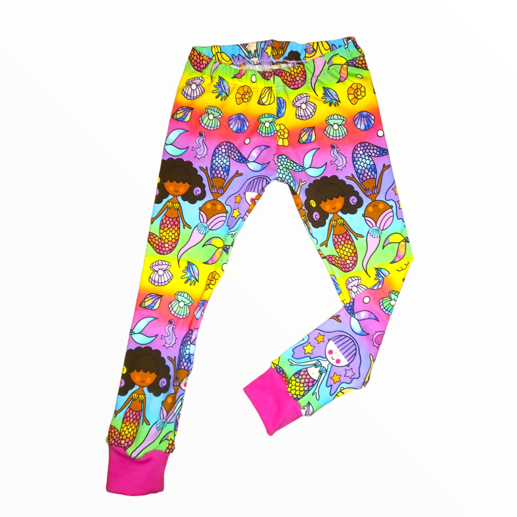 Childrens leggings in a bright mermaid print  