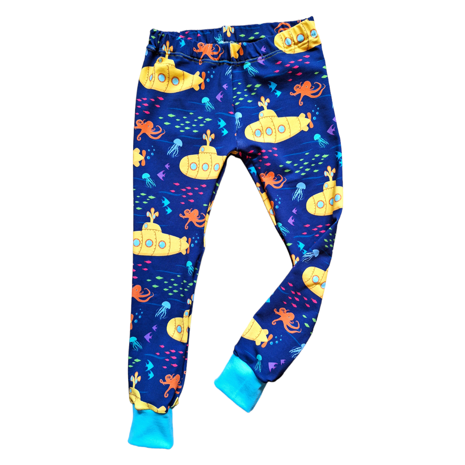 Yellow Submarine Cuffed Leggings - Wifflepigs Colourful Clothing 