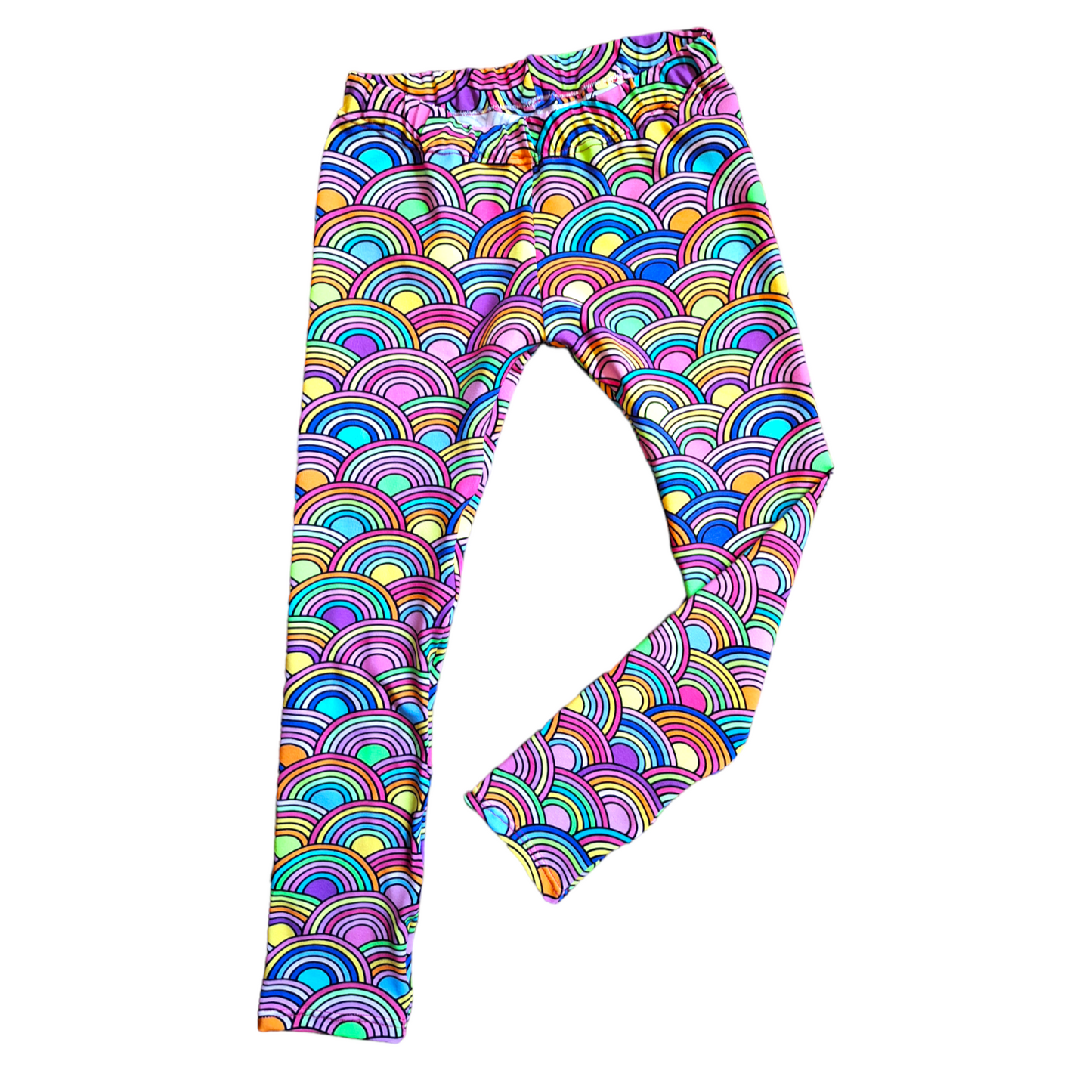 Candy Rainbow Print Hemmed Leggings - Wifflepigs Colourful Clothing 