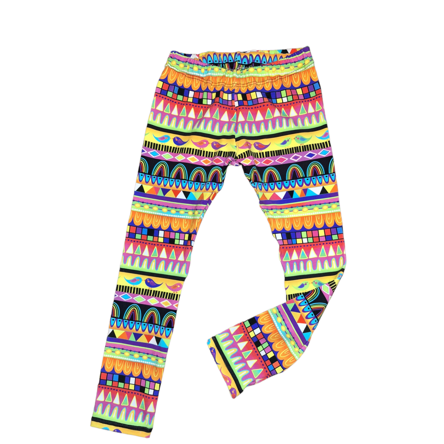 Folksy Print Hemmed Leggings - Wifflepigs Colourful Clothing 