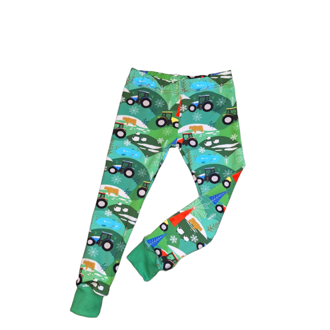 Winter Farm Cuffed Leggings - Wifflepigs Colourful Clothing 