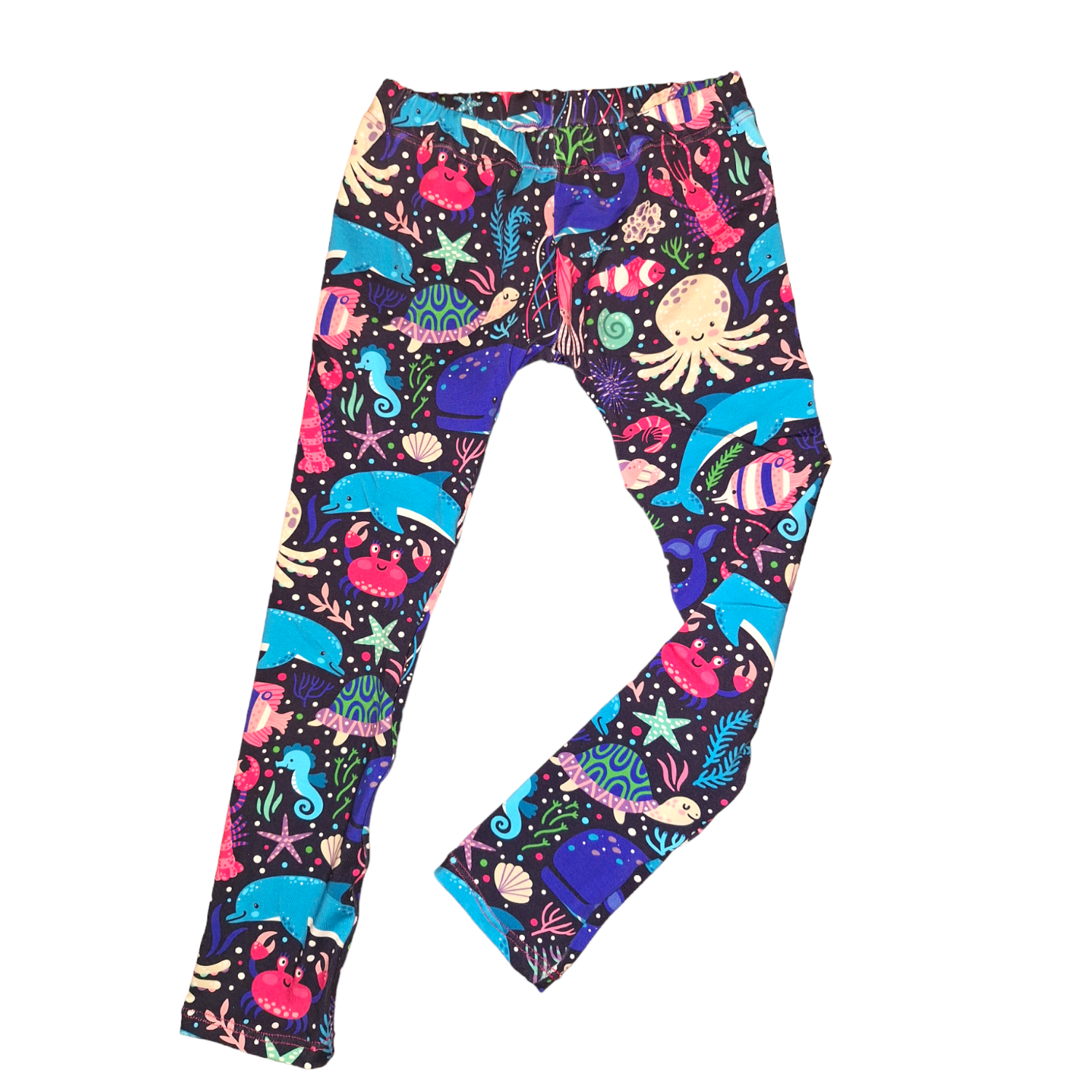 Sea Life Hemmed leggings - Wifflepigs Colourful Clothing 