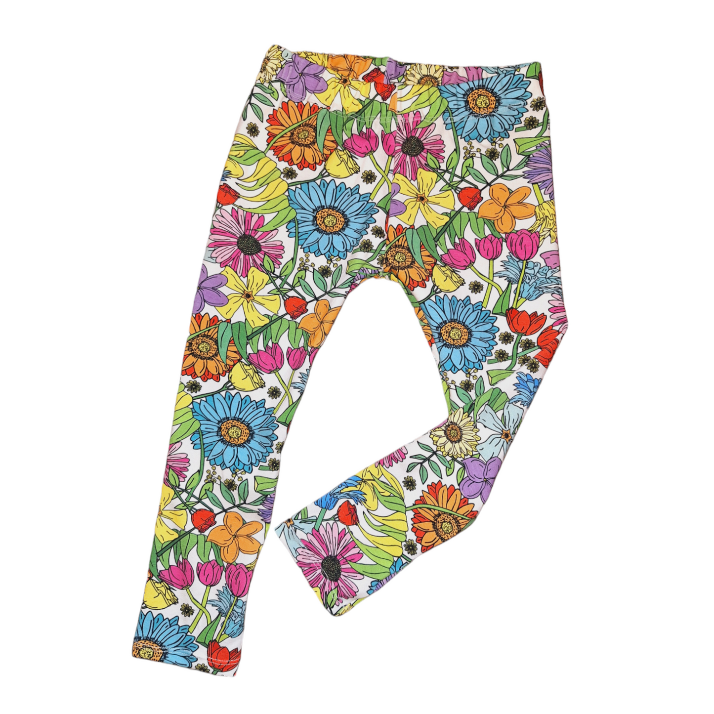 Wild Flowers Hemmed Leggings - Wifflepigs Colourful Clothing 