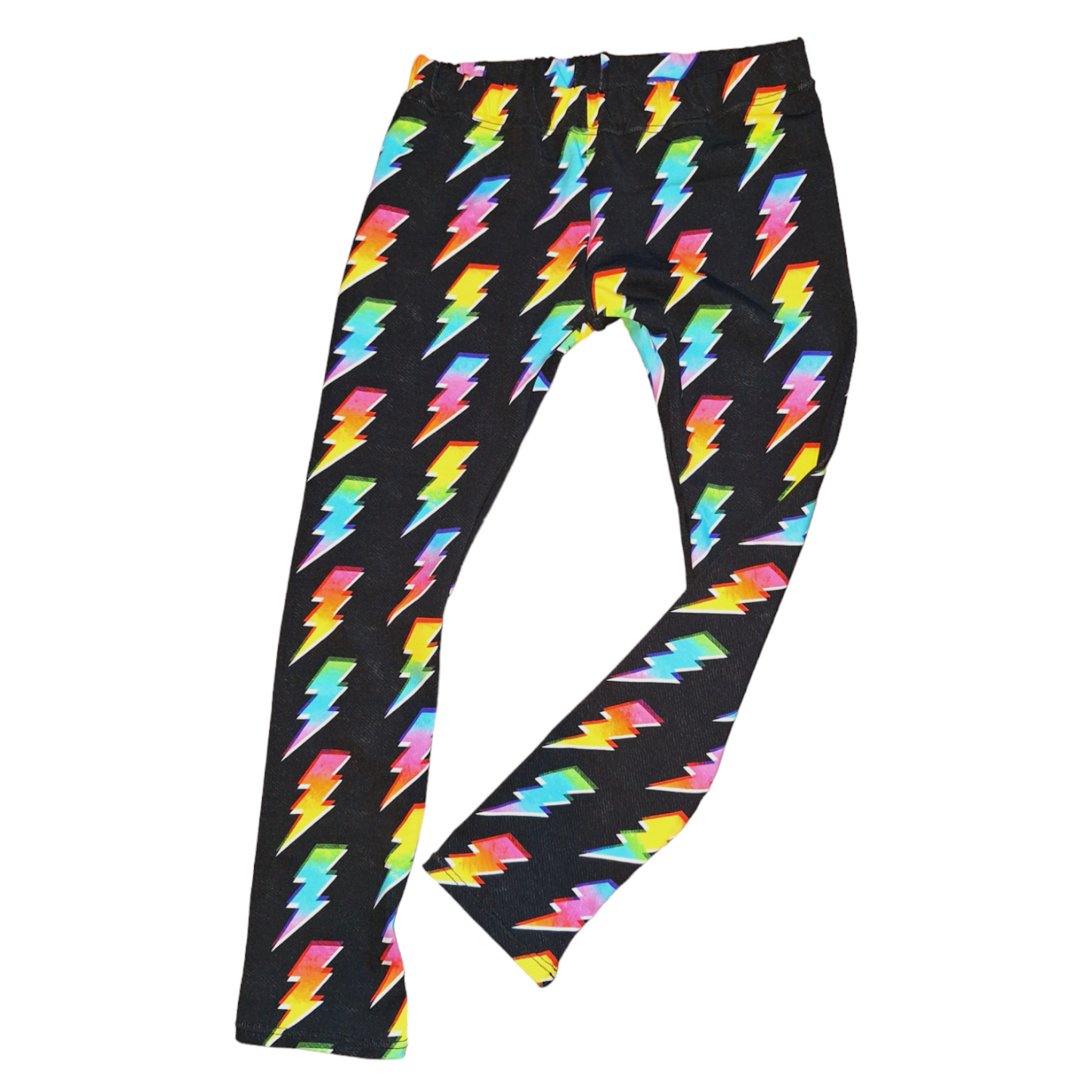 Bright Lightning Bolt Hemmed Leggings