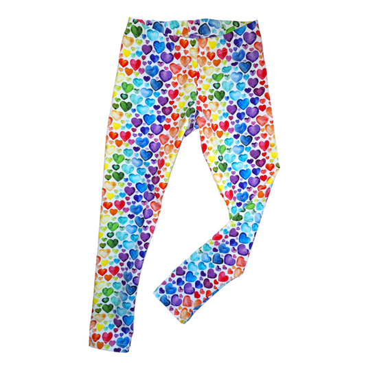 Rainbow Hearts Hemmed Leggings