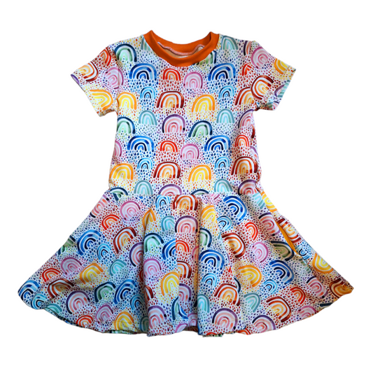 Rainbow Drops Twirly Swirly Dress