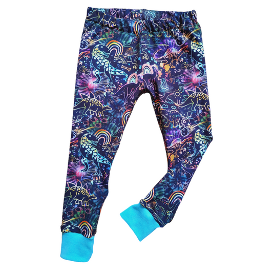 Neon Dinosaur cuffed leggings