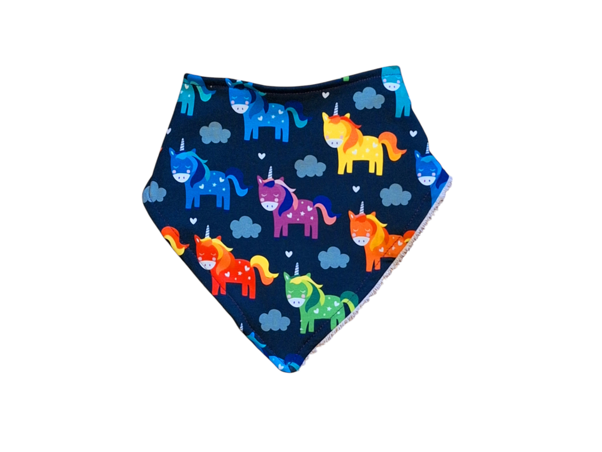 Bandana / dribble bib with multicoloured unicorns 