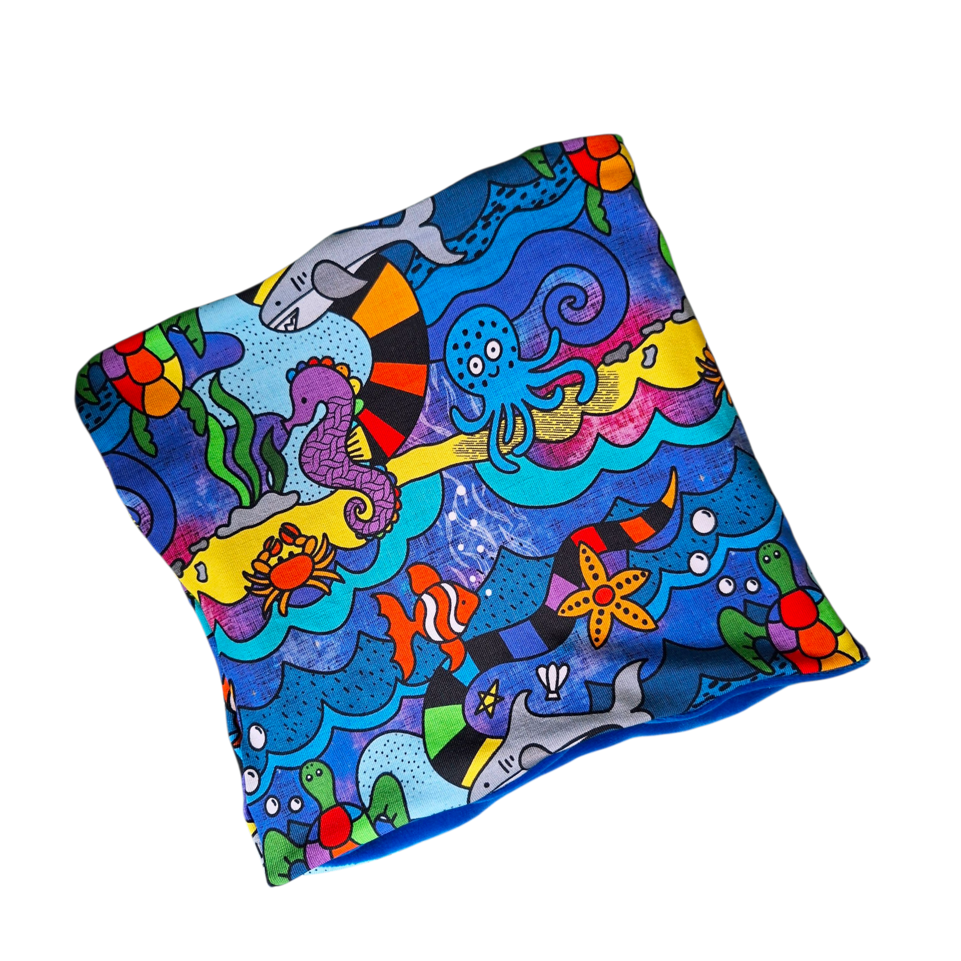 Underwater print brightly coloured snood