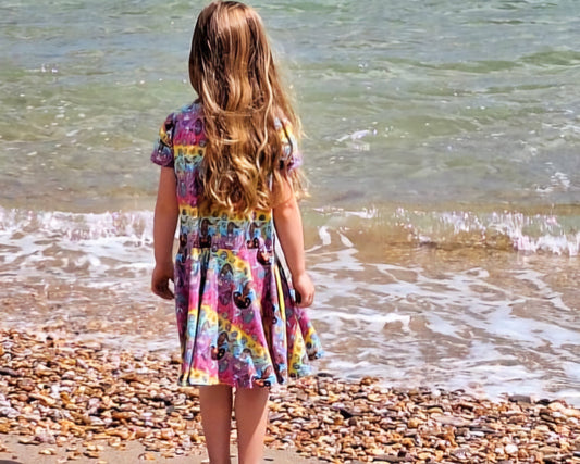 Mermaid Print Twirly Swirly Dress - Wifflepigs Colourful Clothing 