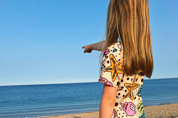 Children's sea shell print twirly swirly dress 