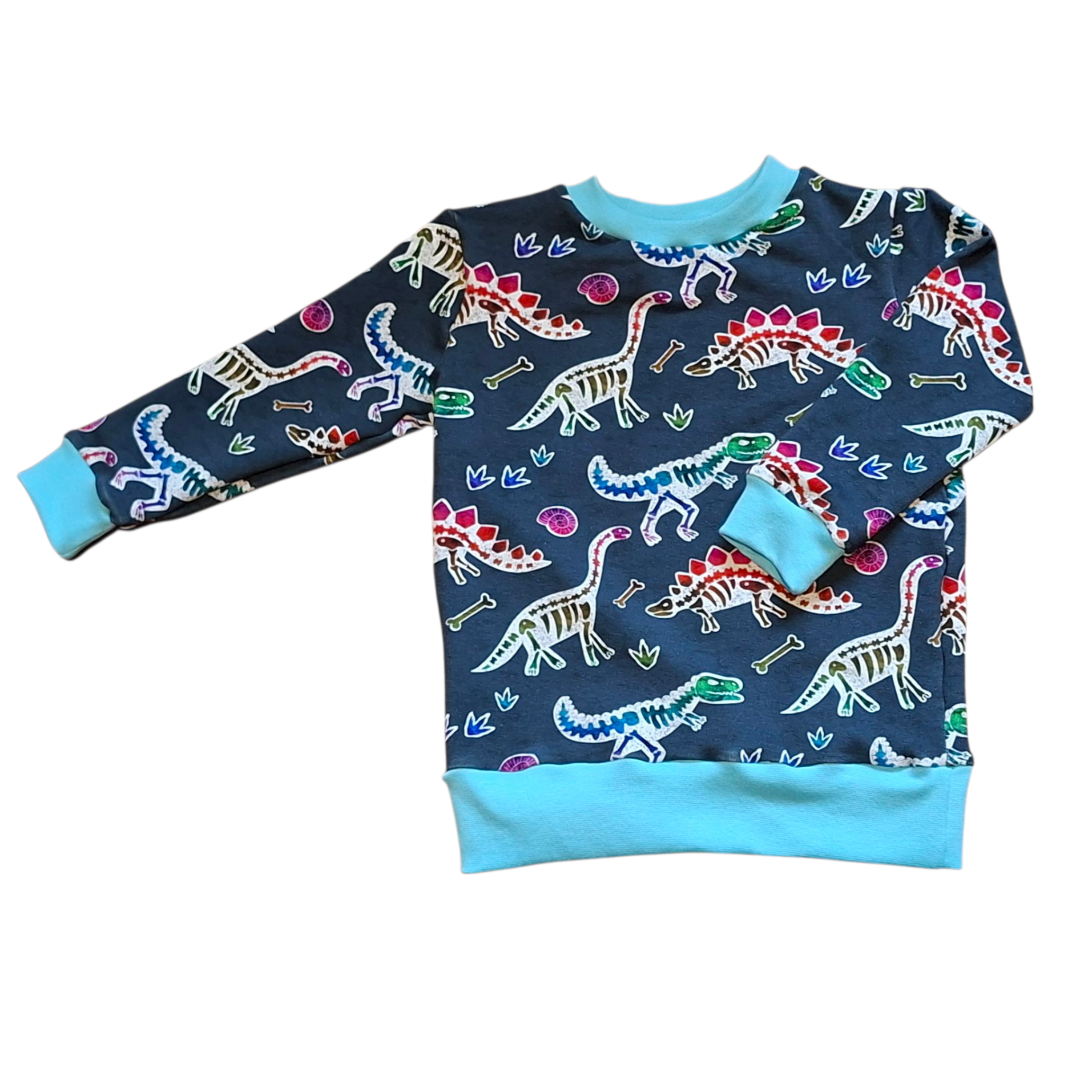 Grey Children's jumper with multicoloured dinosaurs 