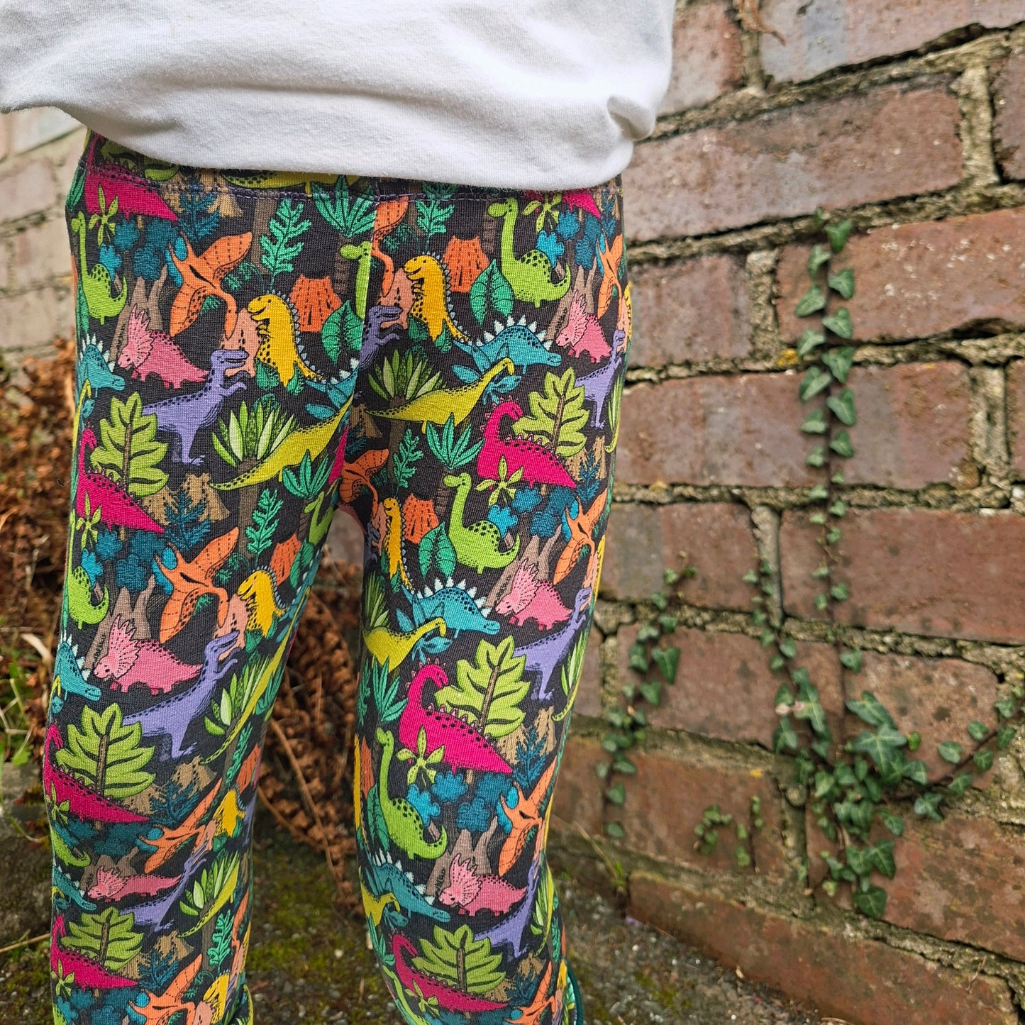 Jurassic Jungle Hemmed Leggings - Wifflepigs Colourful Clothing 