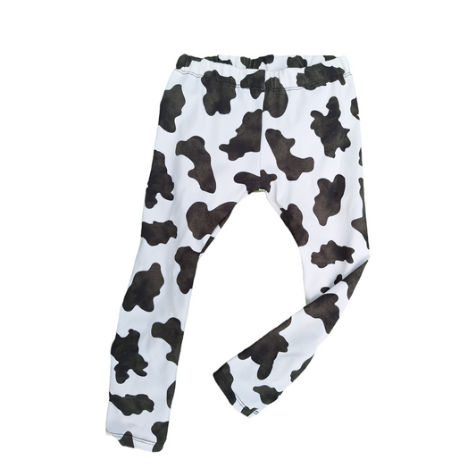 Moo! Cow print childrens hemmed leggings