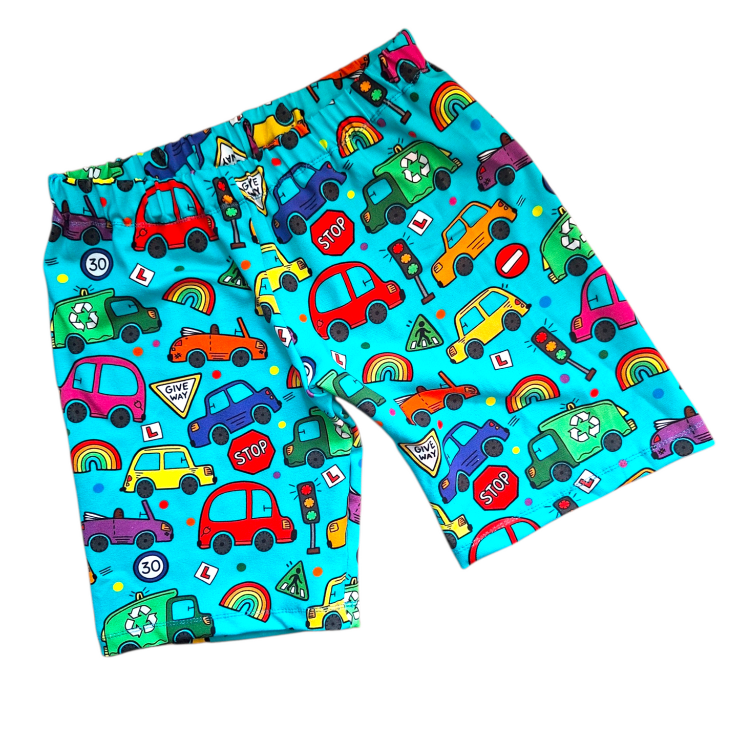 Rainbow vehicle Children's Knee Length Shorts - Wifflepigs Colourful Clothing 