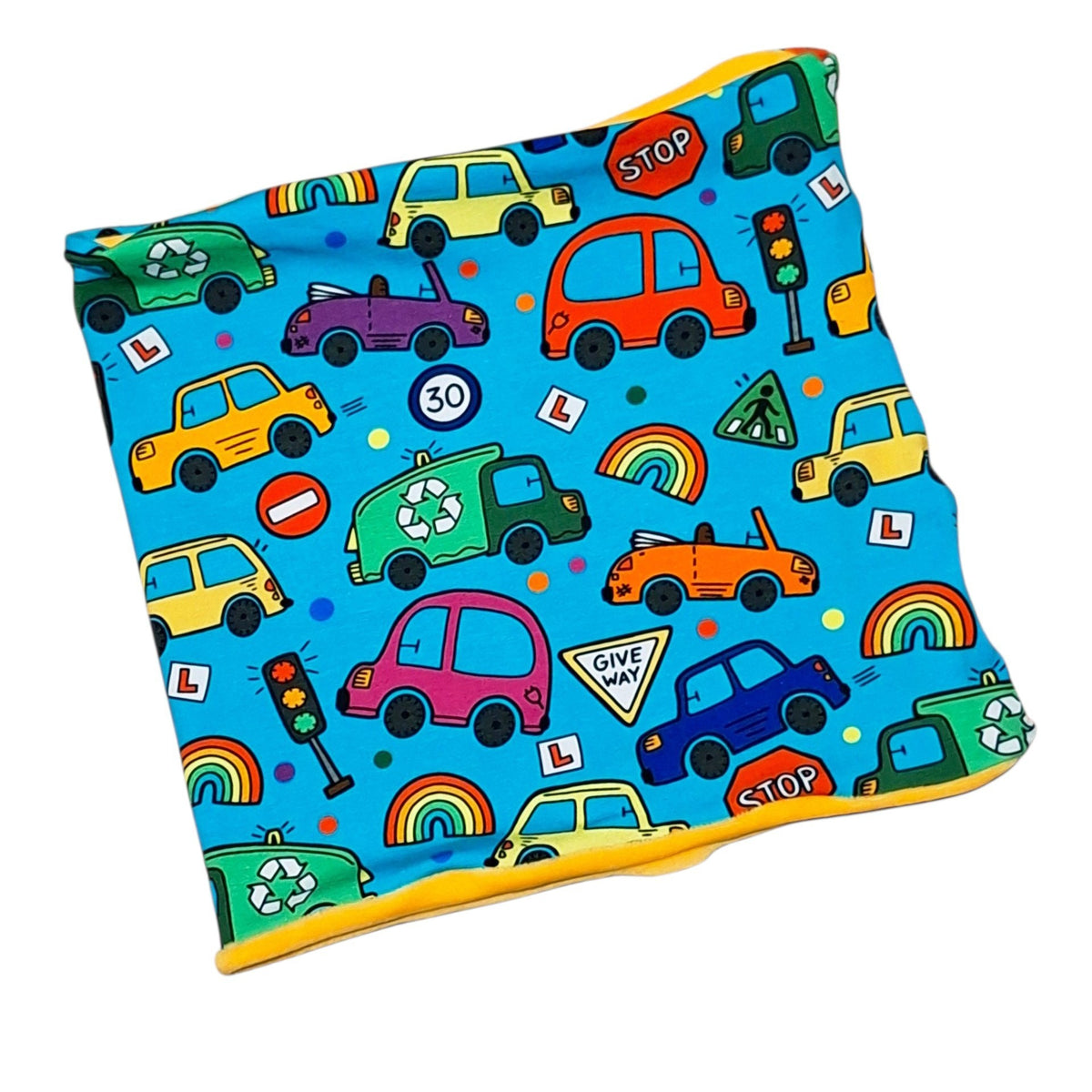 Rainbow Vehicle Print Snoods - Wifflepigs Colourful Clothing 