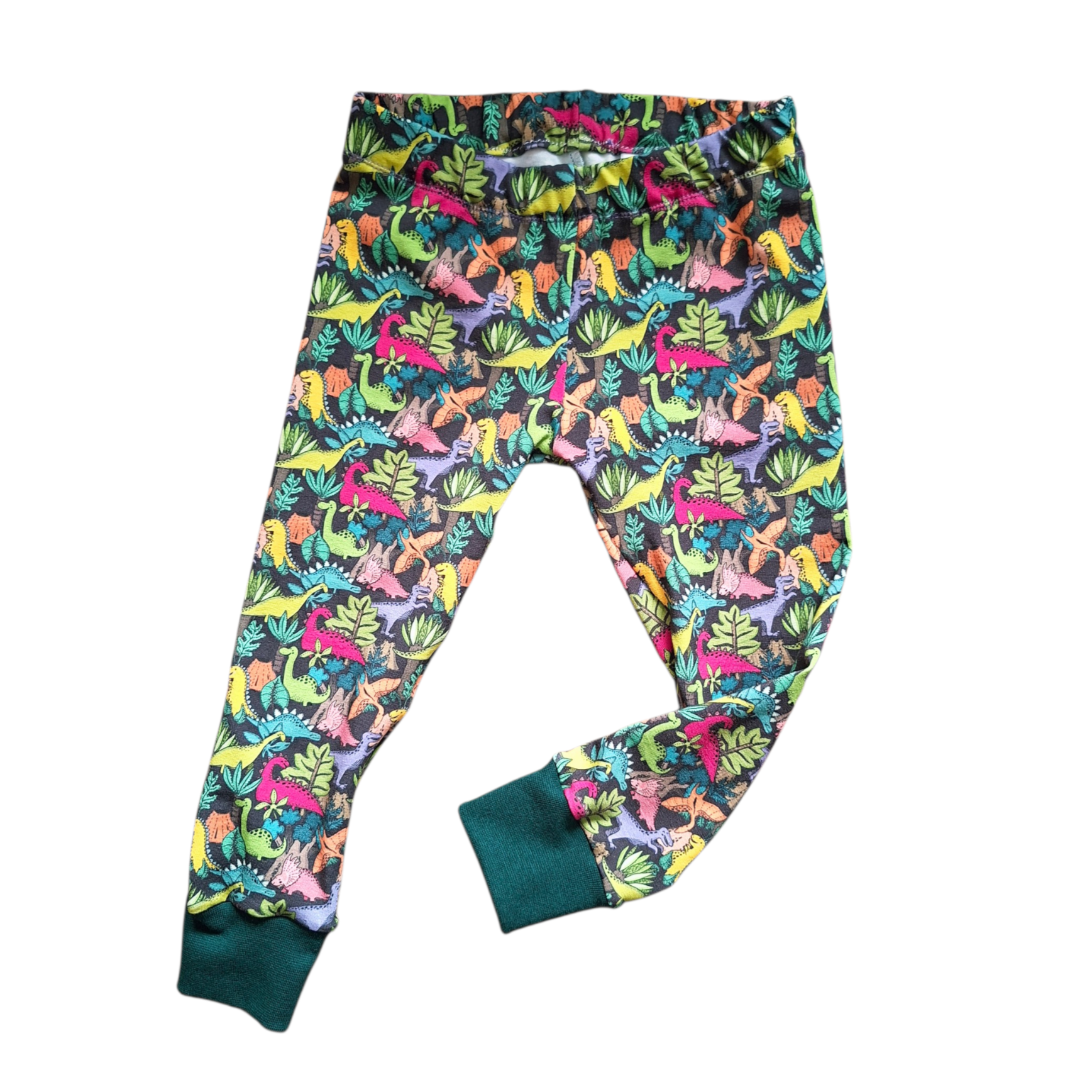 Jurassic Jungle cuffed children's leggings - Wifflepigs Colourful Clothing 
