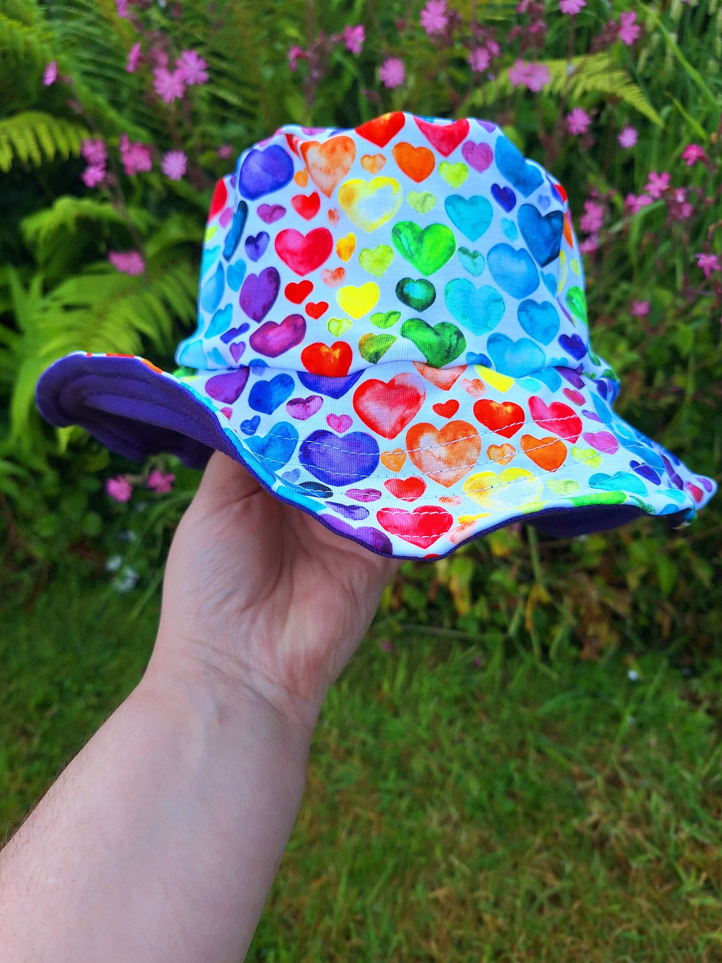 Rainbow Hearts Sun Hat